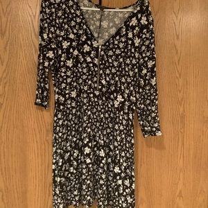 Black and white floral skater dress